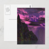 Paarse hemel met vogels 3d briefkaart (Voorkant / Achterkant)