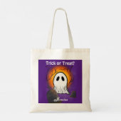 Paarse Hemel Oranje Maan Spook begraafplaats Hallo Tote Bag (Achterkant)