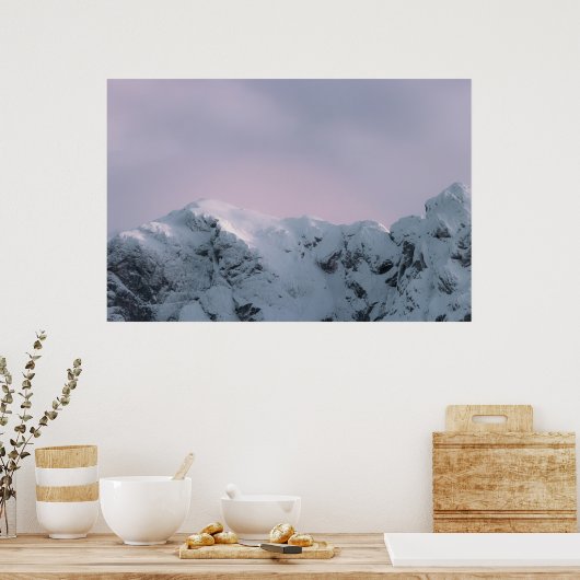 Paarse hemel over bergen poster (Keuken)