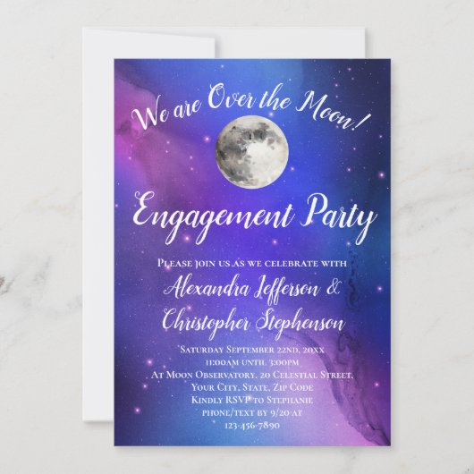 Paarse hemel over de Moon Engagement Party Kaart (Voorkant)