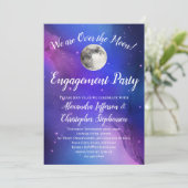 Paarse hemel over de Moon Engagement Party Kaart (Staand voorkant)
