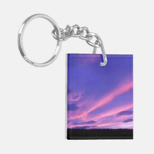 Paarse hemel zonsondergang sleutelhanger (Voorkant Links)
