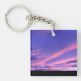 Paarse hemel zonsondergang sleutelhanger