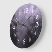 Paarse hemelmuis - witte cijfers - wandklok (Hoek)