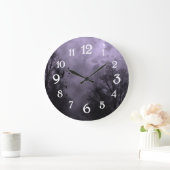 Paarse hemelmuis - witte cijfers - wandklok (Huis)