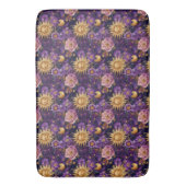 Paarse Hemelse Bloemen Zon Maan en Sterren Badmat (Voorkant Verticaal)