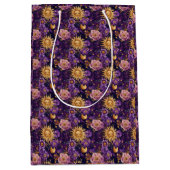 Paarse Hemelse Bloemen Zon Maan en Sterren Medium Cadeauzakje (Voorkant)