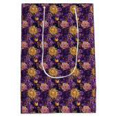 Paarse Hemelse Bloemen Zon Maan en Sterren Medium Cadeauzakje (Achterkant)
