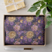 Paarse Hemelse Bloemen Zon Maan en Sterren Tissuepapier (Geschenk)