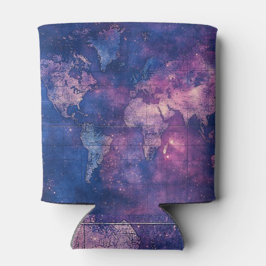 Paarse Hemelse Wereldkaart (10) Blikjeskoeler (Achterkant)