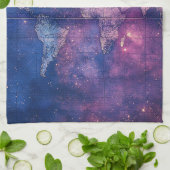  Paarse Hemelse Wereldkaart (10) Theedoek (Gevouwen)