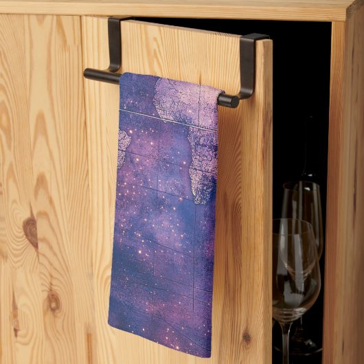  Paarse Hemelse Wereldkaart (10) Theedoek (Derde Gevouwen)