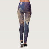 Paarse Hemelse Wereldkaart (11) Leggings (Achterkant)