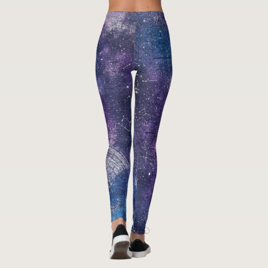  Paarse Hemelse Wereldkaart (12) Leggings (Achterkant)