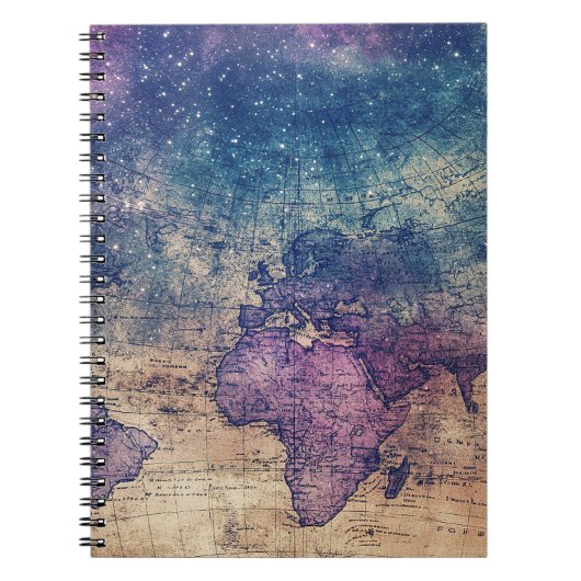 Paarse Hemelse Wereldkaart (13) Notitieboek (Voorkant)