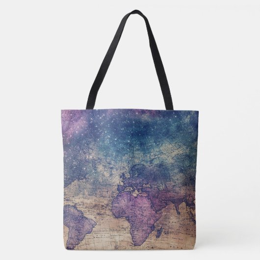  Paarse Hemelse Wereldkaart (13) Tote Bag (Voorkant)