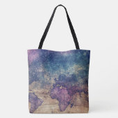  Paarse Hemelse Wereldkaart (13) Tote Bag (Achterkant)