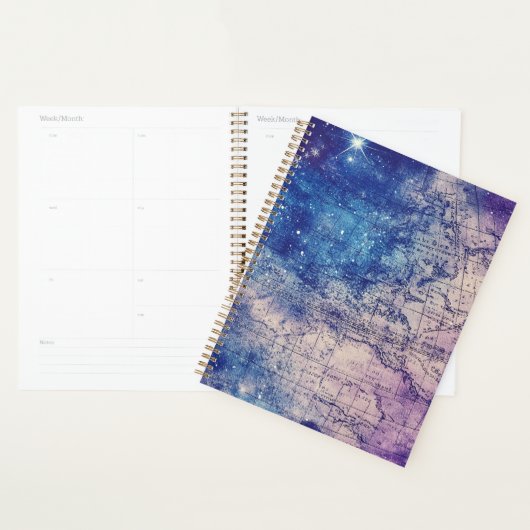 Paarse Hemelse Wereldkaart (14) Planner (Display)