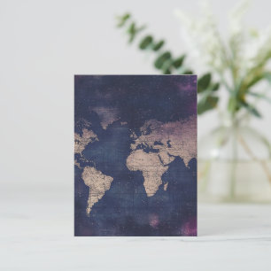 Paarse Hemelse Wereldkaart (5) Briefkaart