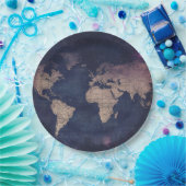 Paarse Hemelse Wereldkaart (5) Papieren Bordje (Feest)