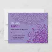 Paarse HEMSA-HAND GOD Bat Mitzvah Reply Card RSVP Kaartje (Voorkant)