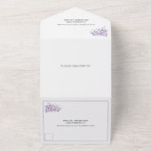 paarse heraldische krest, initialen bruiloft all in one uitnodiging (Buitenkant)