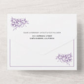 paarse heraldische krest, initialen bruiloft all in one uitnodiging (Achterkant)