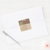 Paarse Herfst Birds Leaves Wedding Envelope Seal Vierkante Sticker (Envelop)