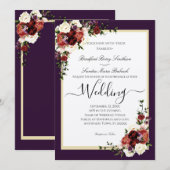 Paarse Herfst bloemen Terracotta Cream Burgundy In Kaart (Voorkant / Achterkant)