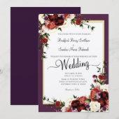 Paarse Herfst bloemen Terracotta Cream Burgundy In Kaart (Voorkant / Achterkant)