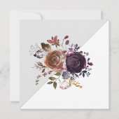Paarse Herfst Champagne Floral Geometric Wedding I Kaart (Achterkant)
