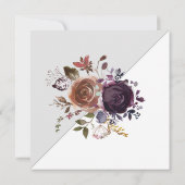 Paarse Herfst Champagne Floral Geometric Wedding Kaart (Achterkant)