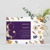 paarse herfst- en bloementeelt kaart (Staand voorkant)