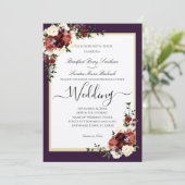 Paarse Herfst Flowers Terracotta Cream Burgundy Kaart (Staand voorkant)