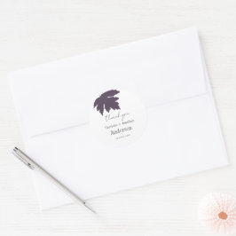 Paarse herfst maple Leaf Wedding Favors Dank je Ronde Sticker