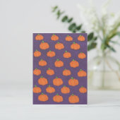 Paarse Herfst Pumpkin Patroon Briefkaart (Staand voorkant)