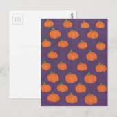 Paarse Herfst Pumpkin Patroon Briefkaart (Voorkant / Achterkant)