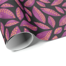 Paarse herfstbladeren cadeaupapier