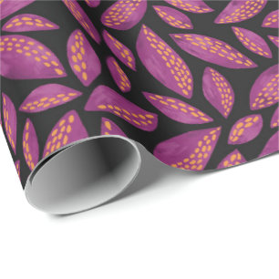 Paarse herfstbladeren cadeaupapier