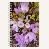 Paarse Herfstcrocus Bloemig Notitieboek (Voorkant)