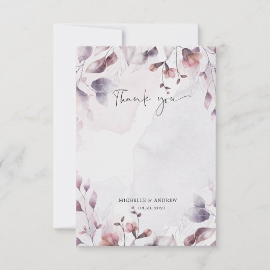 paarse herfstloof foto dank je kaart (Voorkant)