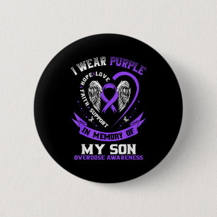 Paarse herinnering mijn zoon drugs overdosis bewus ronde button 5,7 cm