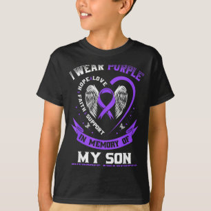 Paarse herinnering mijn zoon drugs overdosis bewus t-shirt