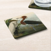 Paarse Heron Audubon-vogelschilderij Kartonnen Onderzetters (Schuin)