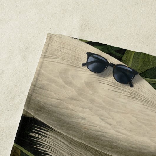 Paarse Heron Audubon-vogelschilderij Strandlaken (In situ)