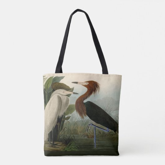 Paarse Heron Audubon-vogelschilderij Tote Bag (Achterkant)