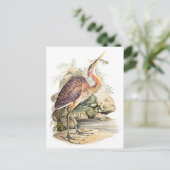 Paarse Heron (met vis) kunst van Elizabeth Gwillim Briefkaart (Staand voorkant)