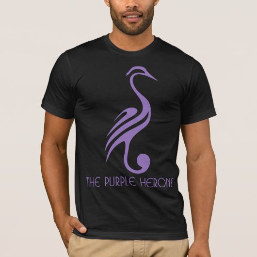 Paarse Herons T-Shirt (donker) (Voorkant)