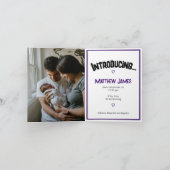 Paarse Herringbone Made in Texas Photo Baby Aankondiging (Binnen)