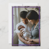 Paarse Herringbone Made in Texas Photo Baby Aankondiging (Achterkant)